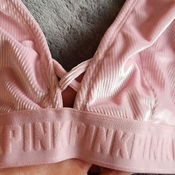 NWT PINK Victoria's Secret Ribbed Velvet Plunge Bralette in Pink - Picture 3 of 5